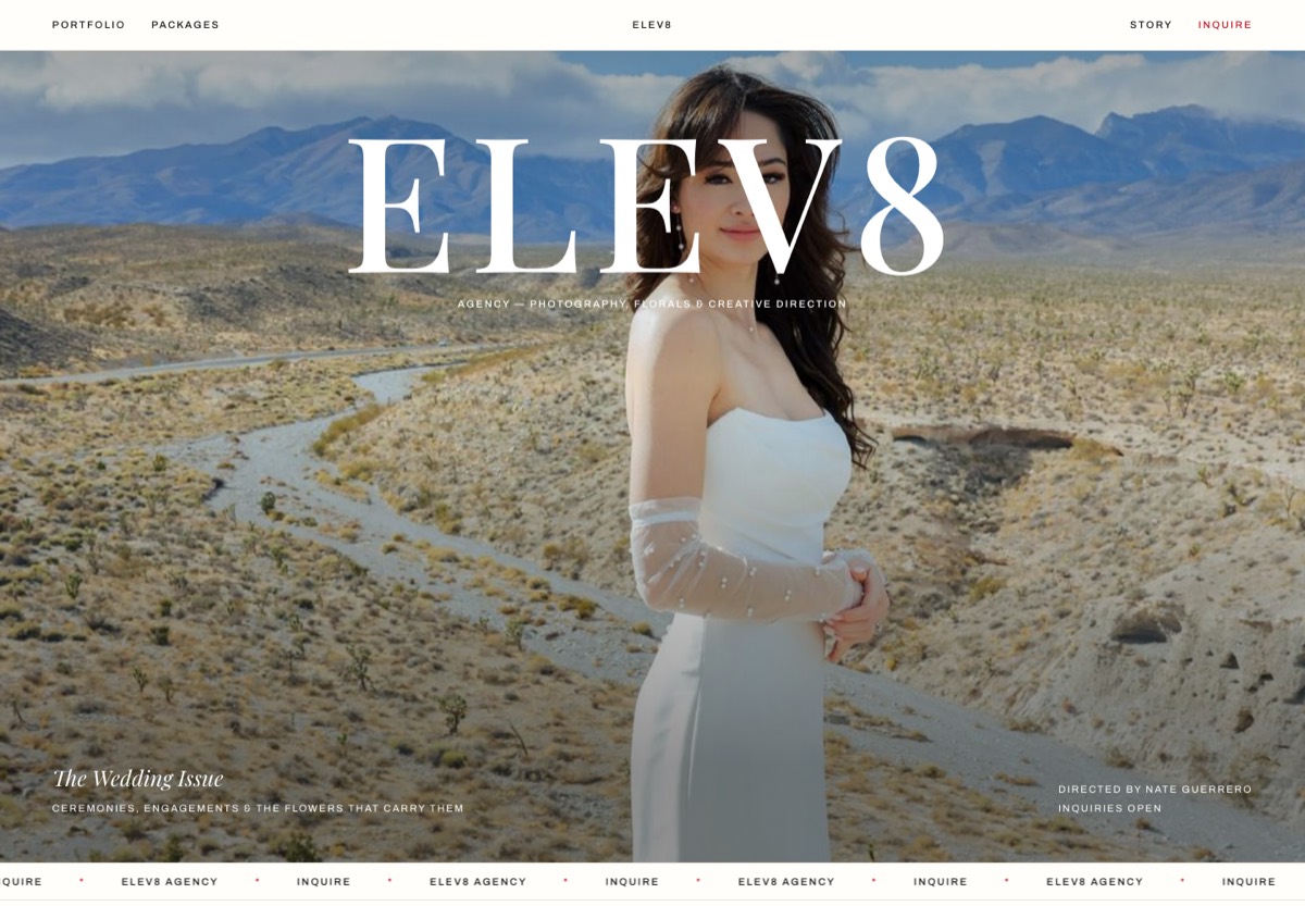 ELEV8 Agency editorial homepage design